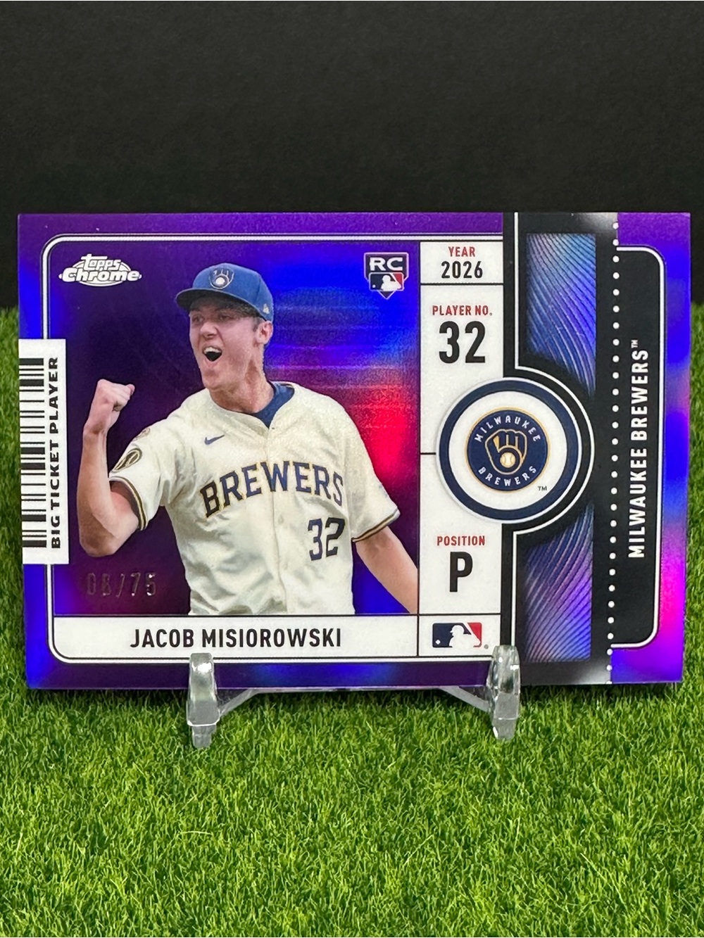 2026 Topps Chrome Big Ticket Player Brewers Jacob Misiorowski Purple /75